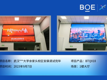 武漢***大學余家頭校區1樓大廳BTQ018安裝調試完畢